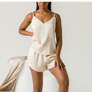 Ettitude Women's Size Small Sateen Cami Oat Cream Silky Sustainable Sleepwear